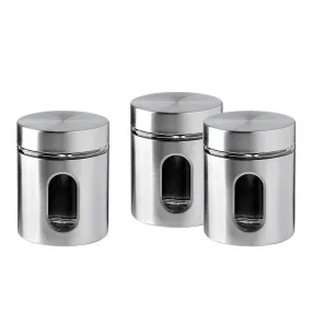 Brushed Stainless Steel and Glass Canister with Airtight Lid, 5.5"H & 24OZ Set