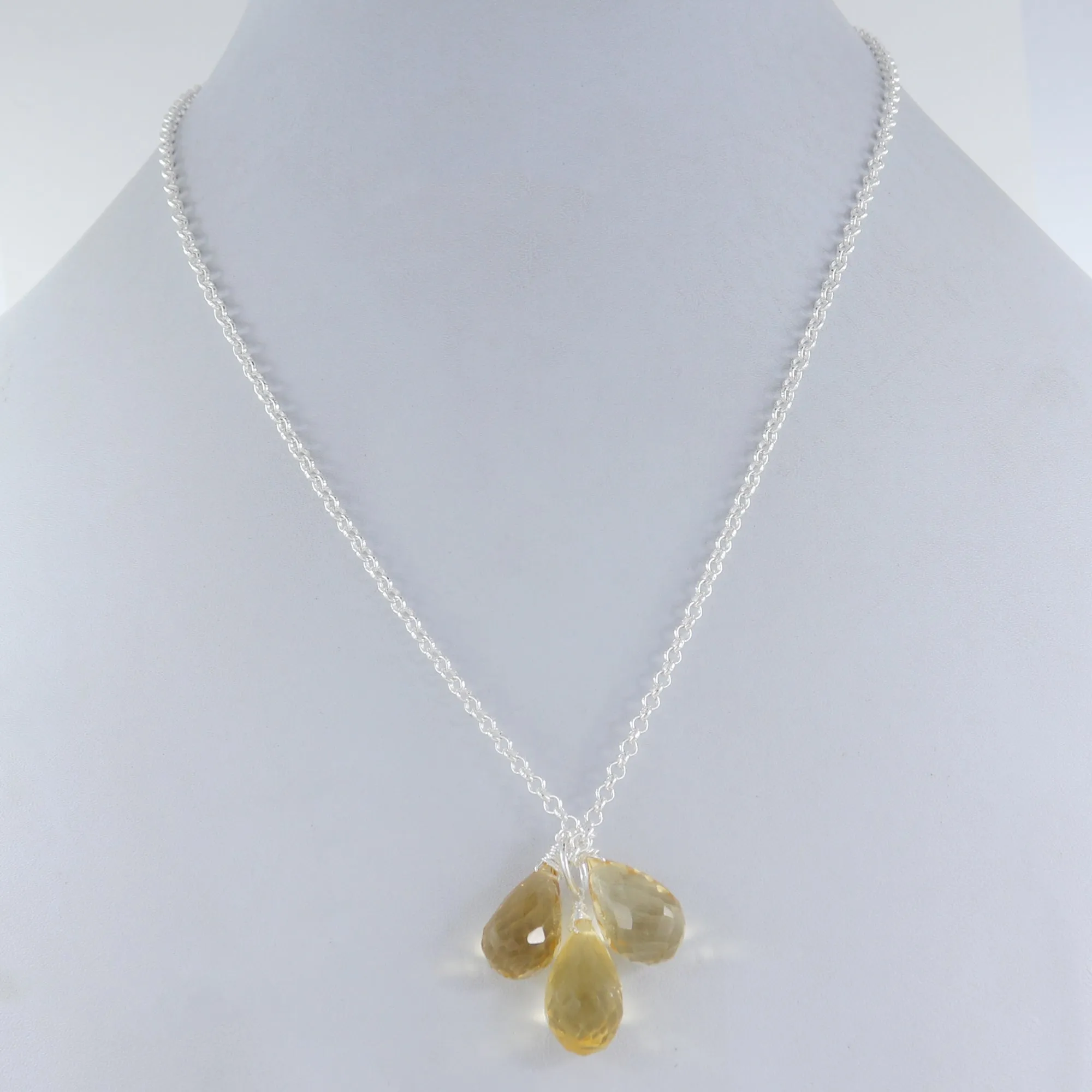 Bunch Of Citrine Gemstone Sterling Silver Necklace