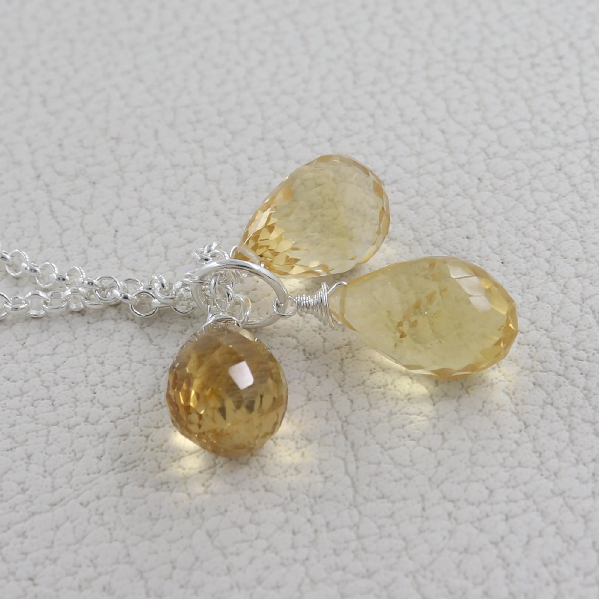 Bunch Of Citrine Gemstone Sterling Silver Necklace