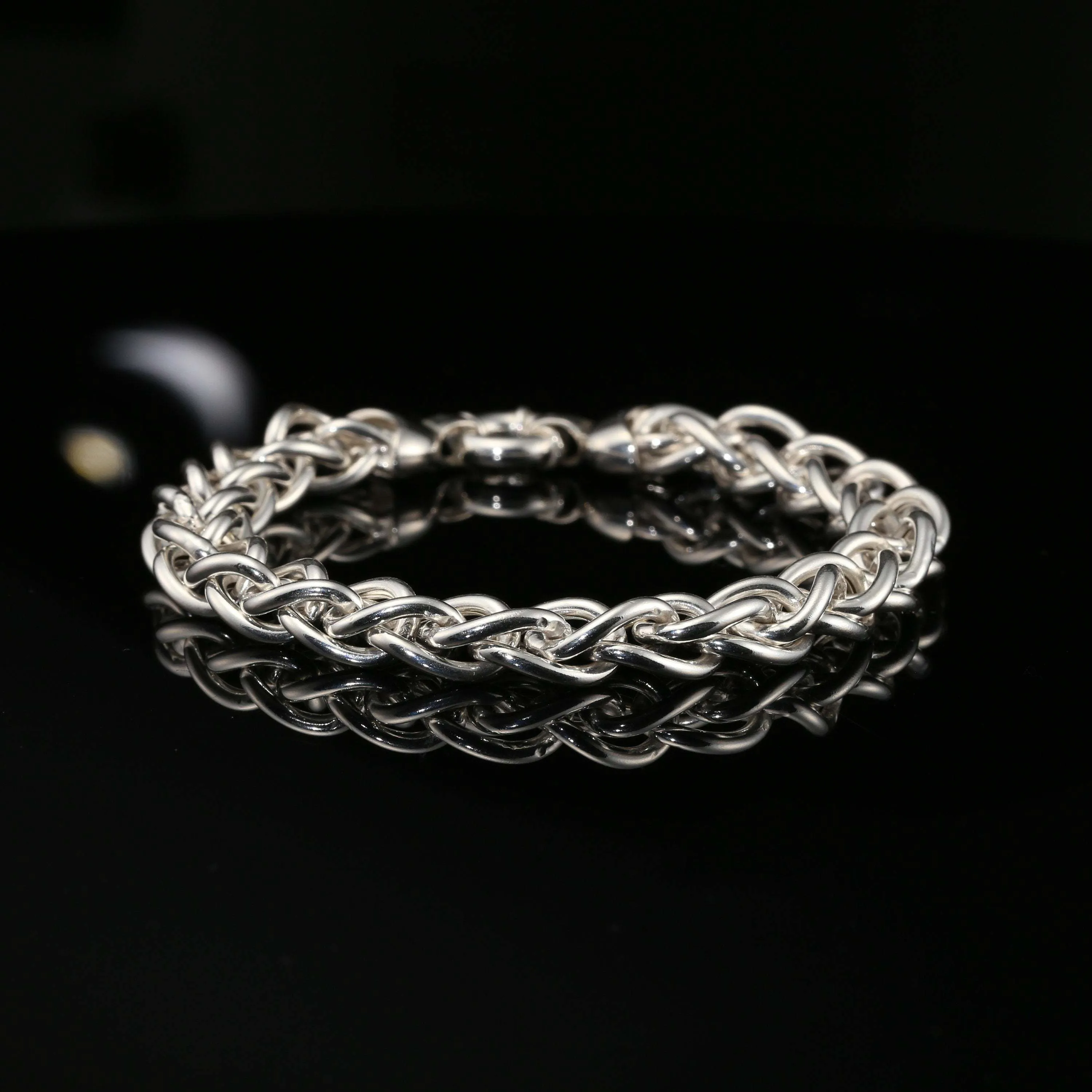 Byzantine Chain Bracelet, 8&quot;, Unisex in Sterling Silver