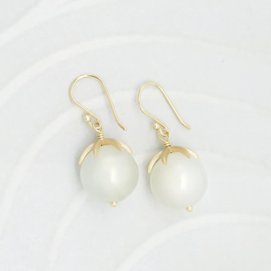 Cage Cap Gemstone Ball Earrings