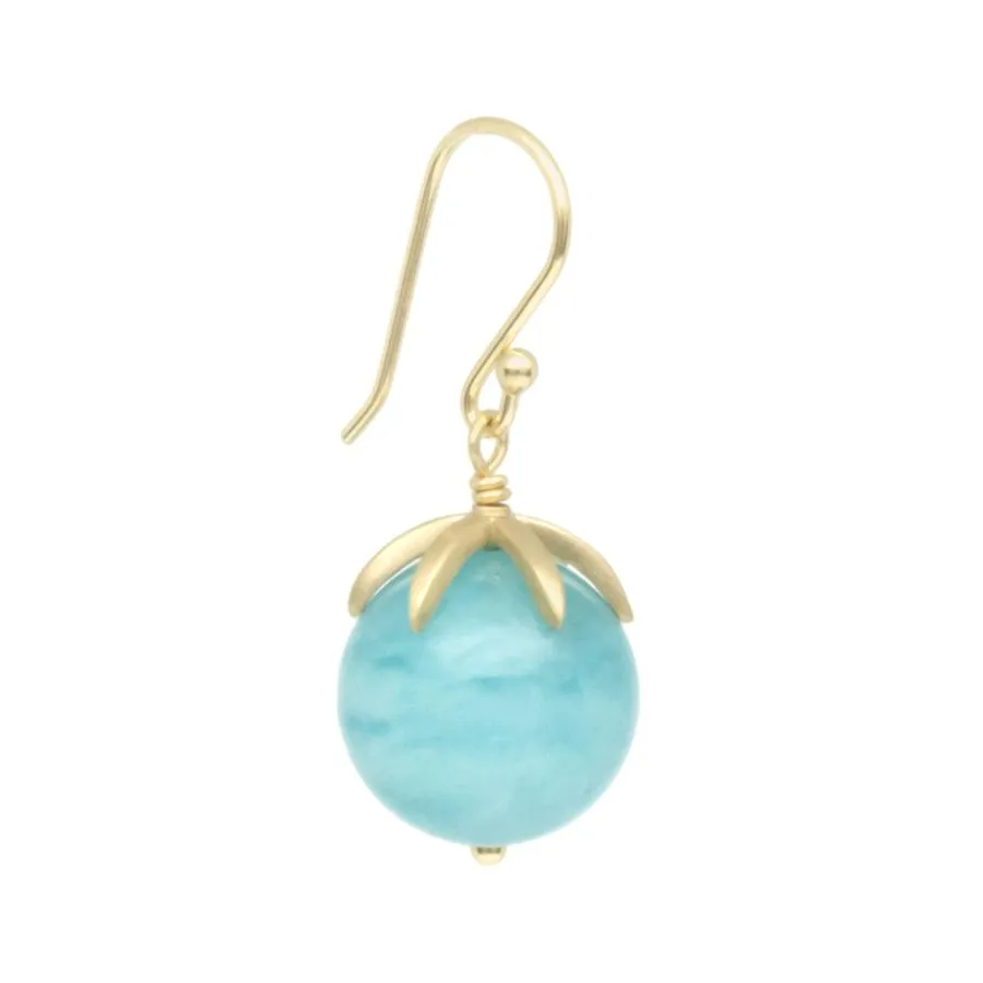 Cage Cap Gemstone Ball Earrings