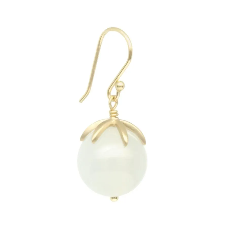 Cage Cap Gemstone Ball Earrings