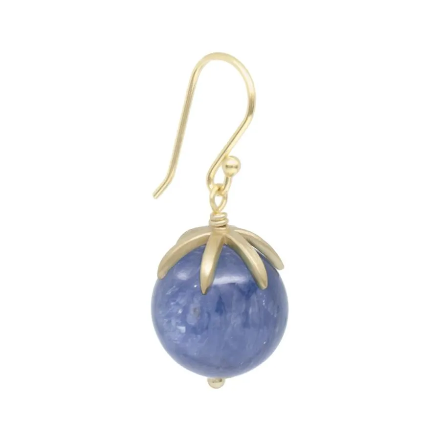 Cage Cap Gemstone Ball Earrings