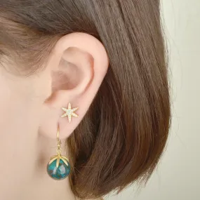 Cage Cap Gemstone Ball Earrings