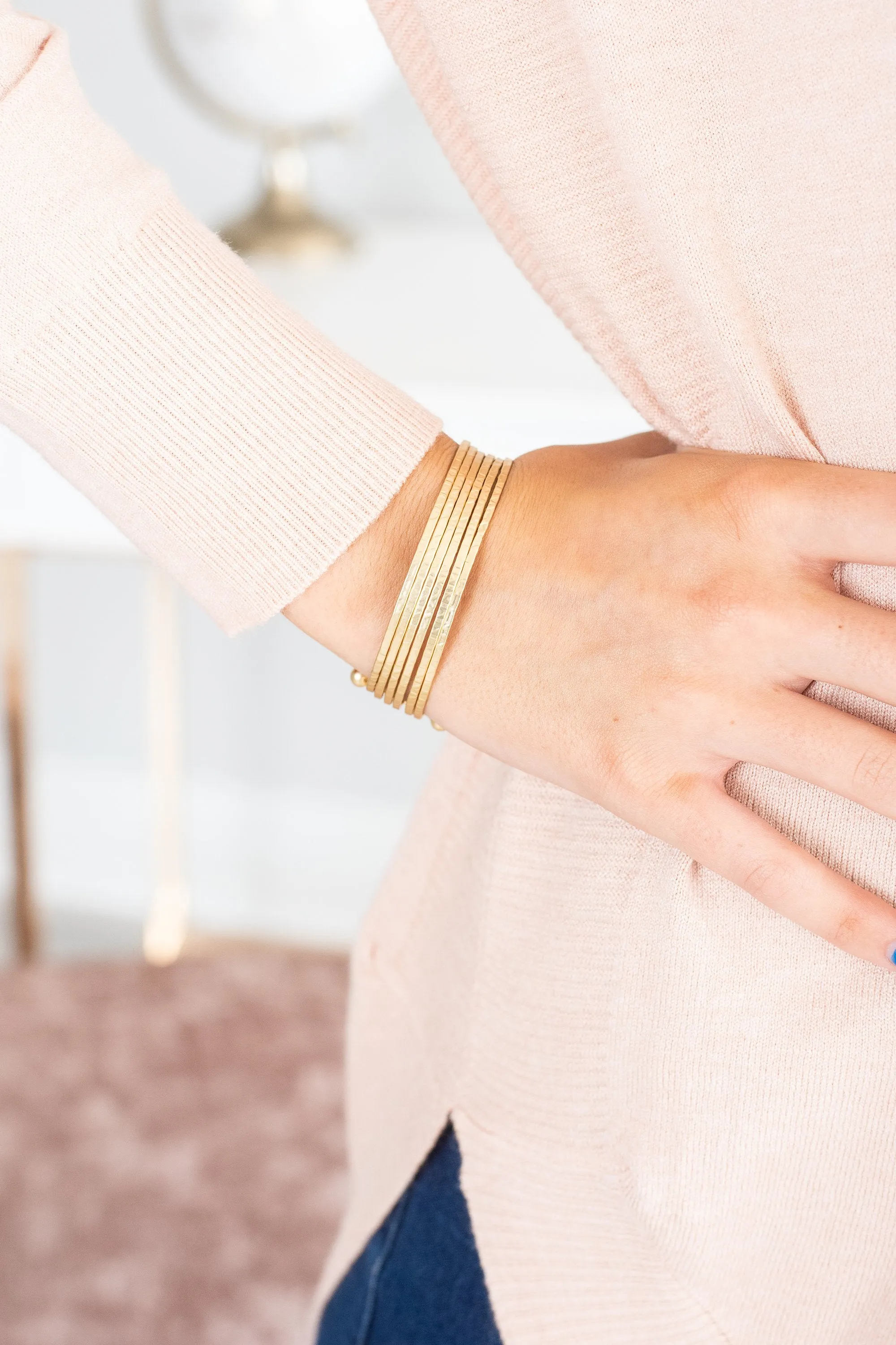 Can't Give In Gold Stacked Bracelet