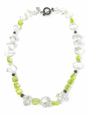 Carolyn Markis Stone Green lemon & natural Quartz Necklace