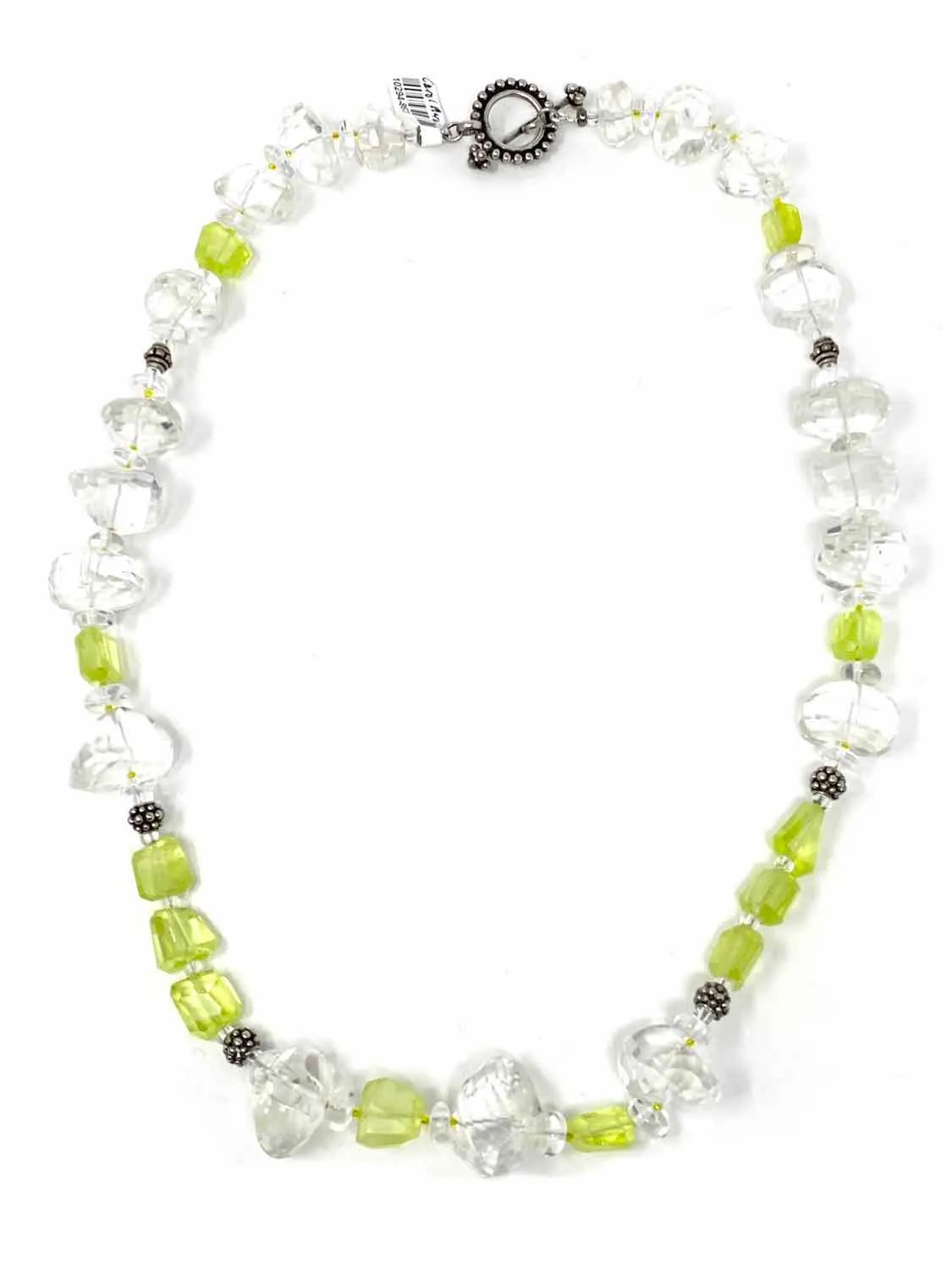 Carolyn Markis Stone Green lemon & natural Quartz Necklace