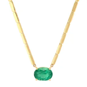 CATCH EVERY EYE EMERALD OVAL NECKLACE, 14KT GOLD