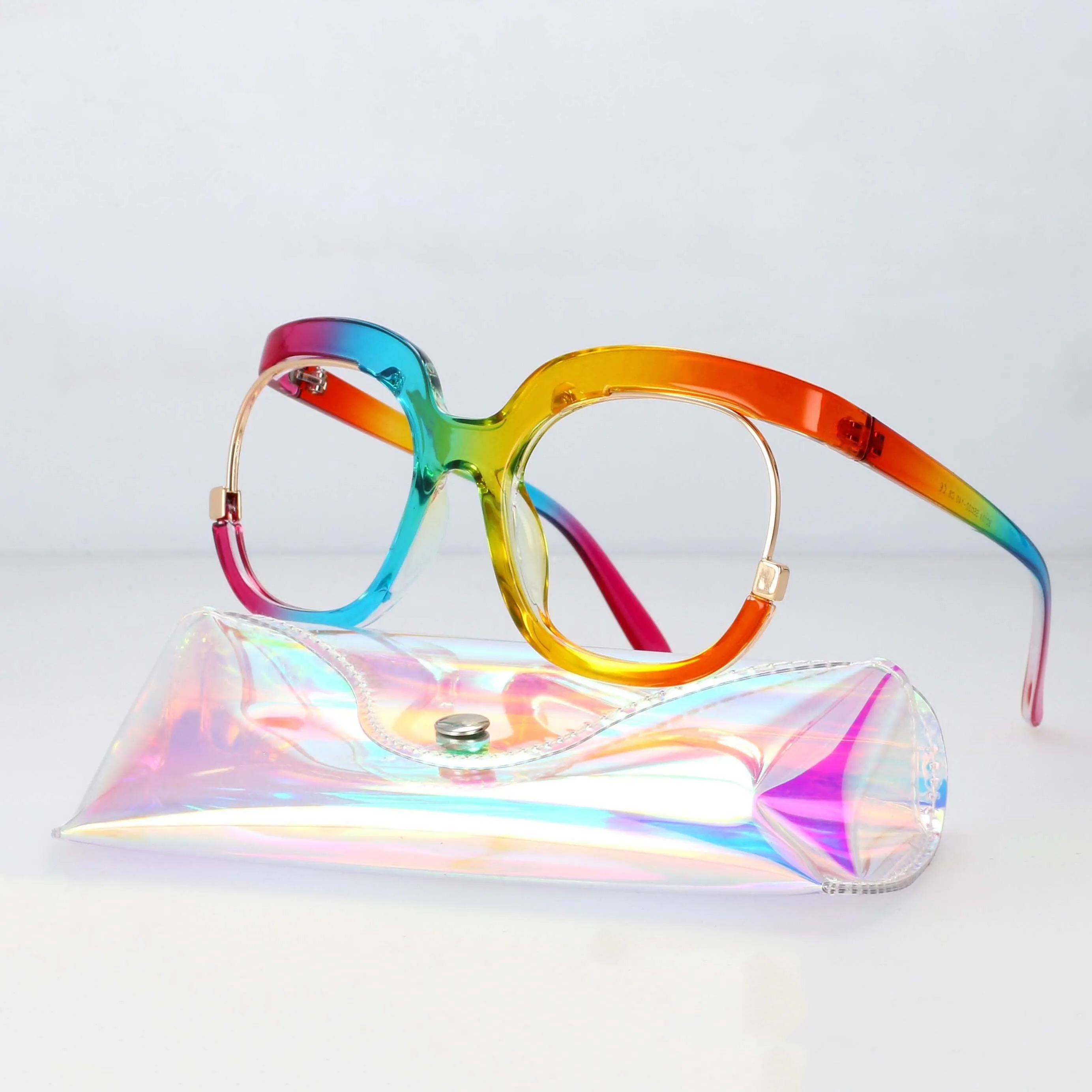 CCspace Women's Full Rim Irregular Tr 90 Titanium Reading Glasses 1459