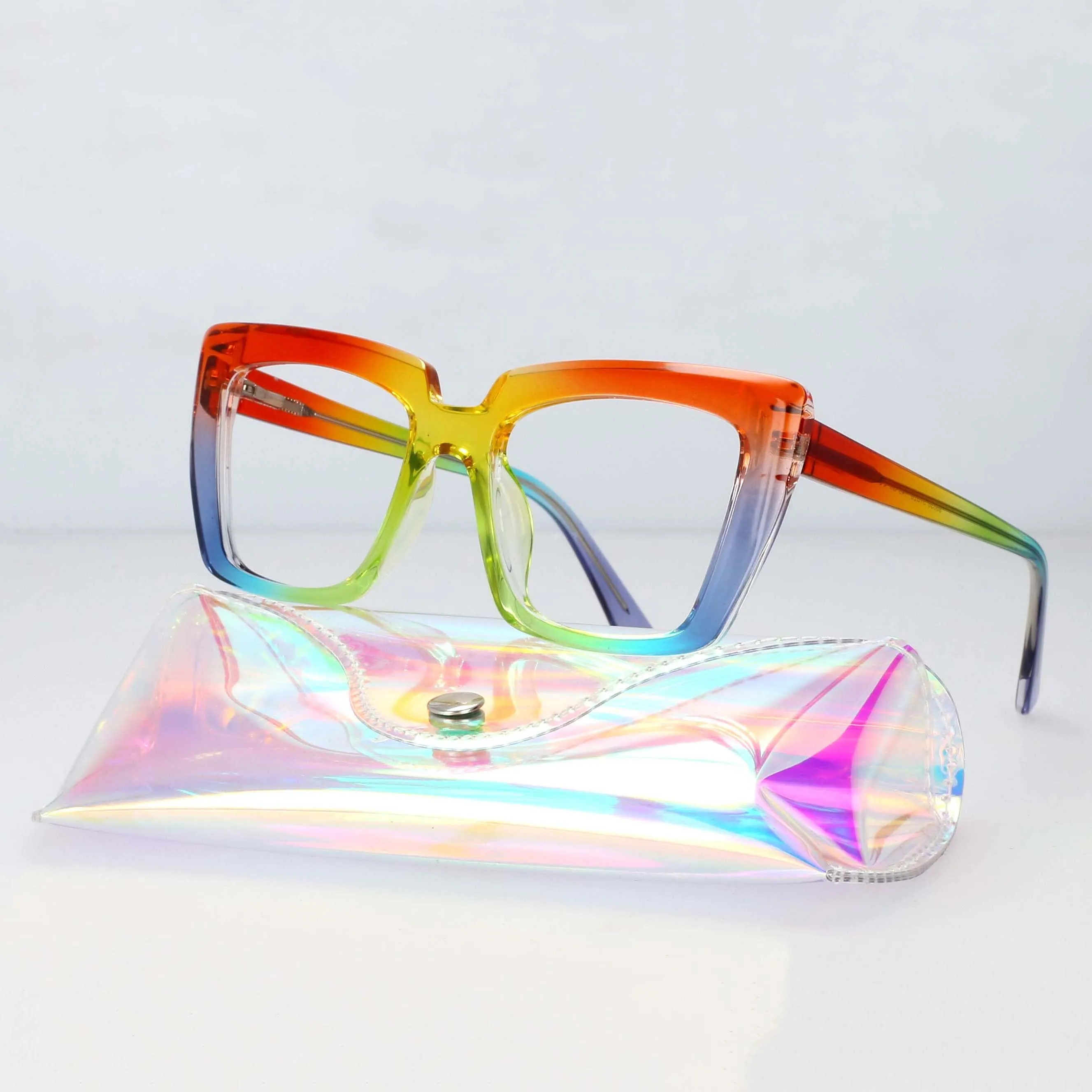 CCspace Women's Full Rim Irregular Tr 90 Titanium Reading Glasses 1459