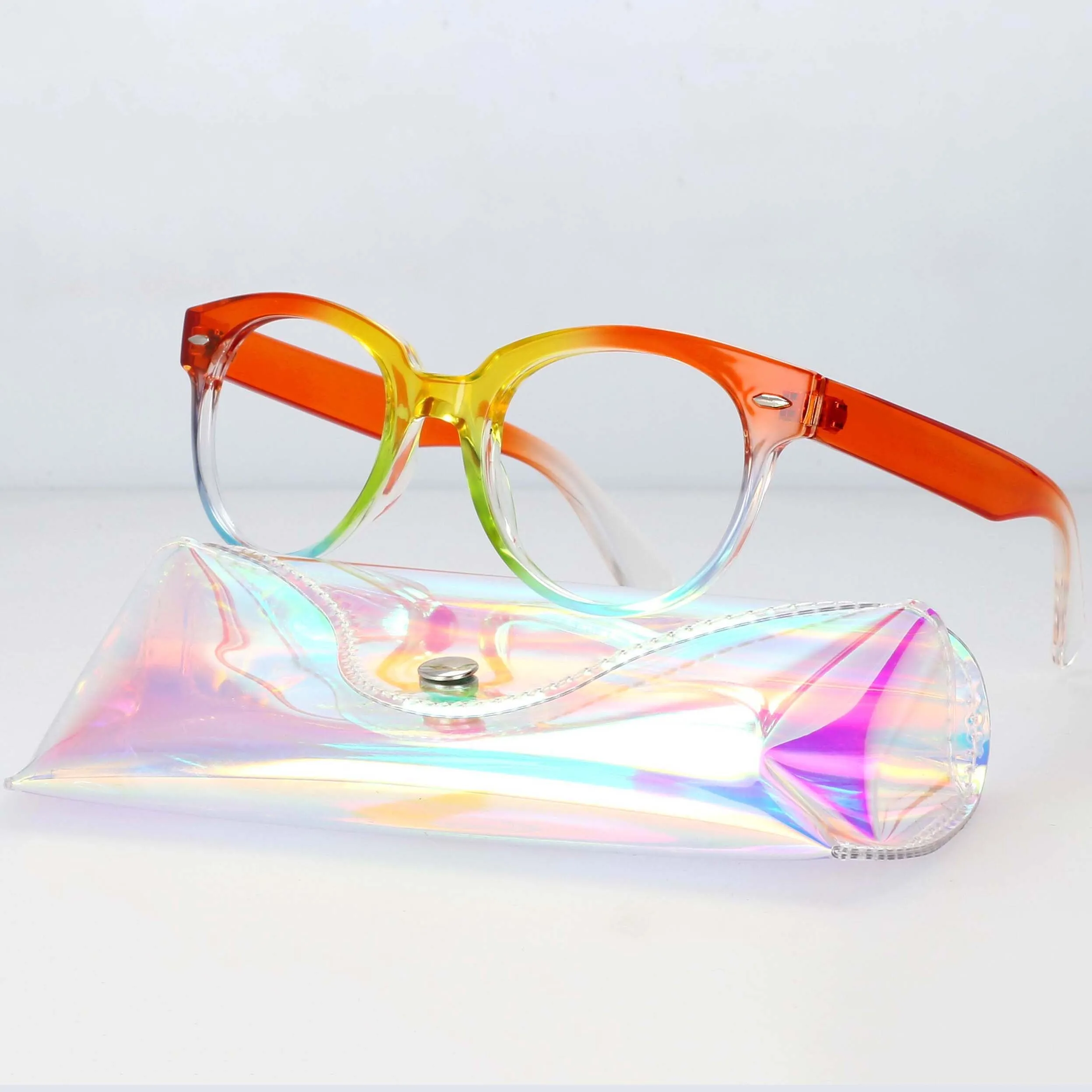 CCspace Women's Full Rim Irregular Tr 90 Titanium Reading Glasses 1459