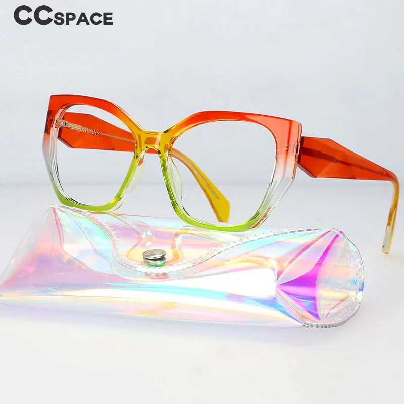 CCspace Women's Full Rim Irregular Tr 90 Titanium Reading Glasses 1459