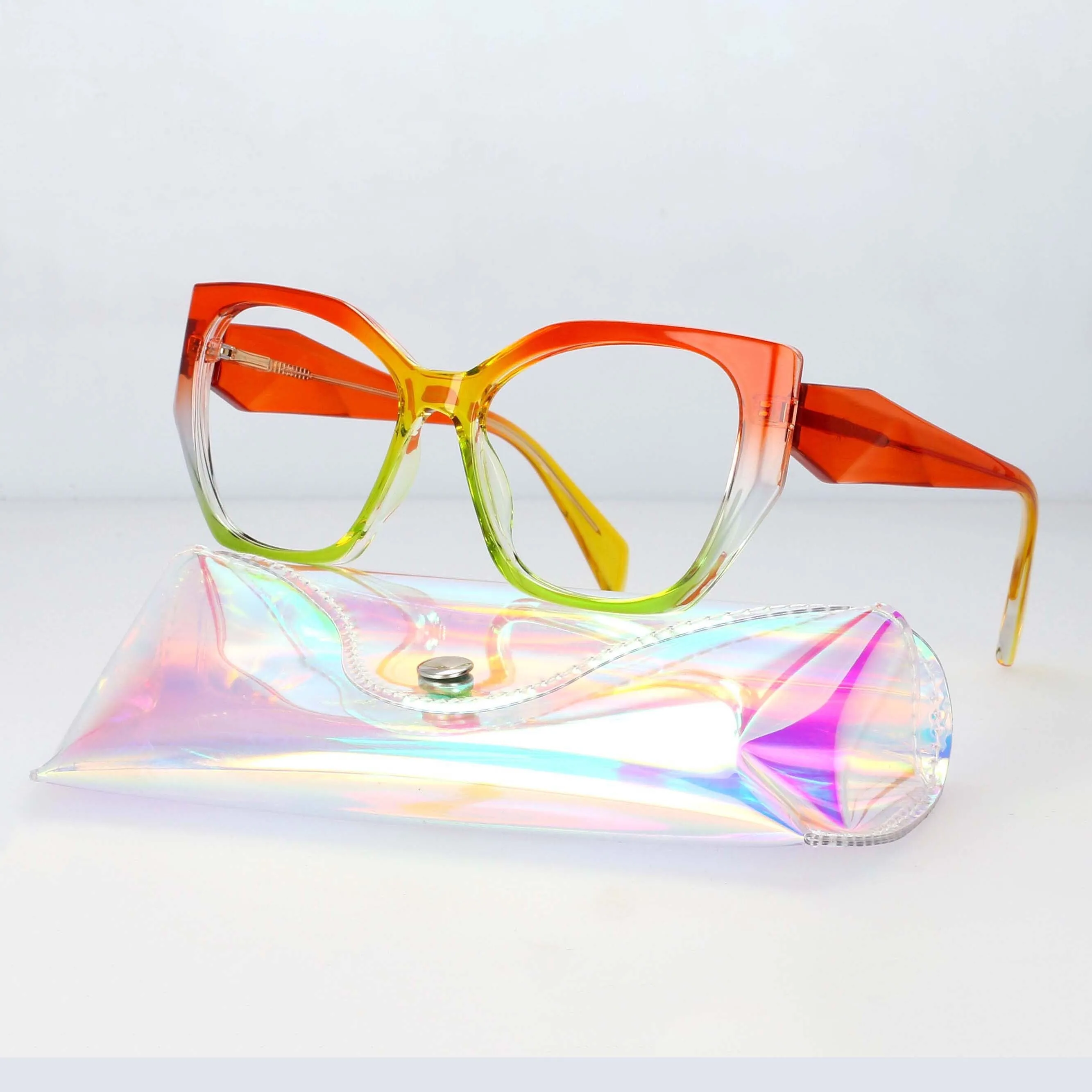 CCspace Women's Full Rim Irregular Tr 90 Titanium Reading Glasses 1459
