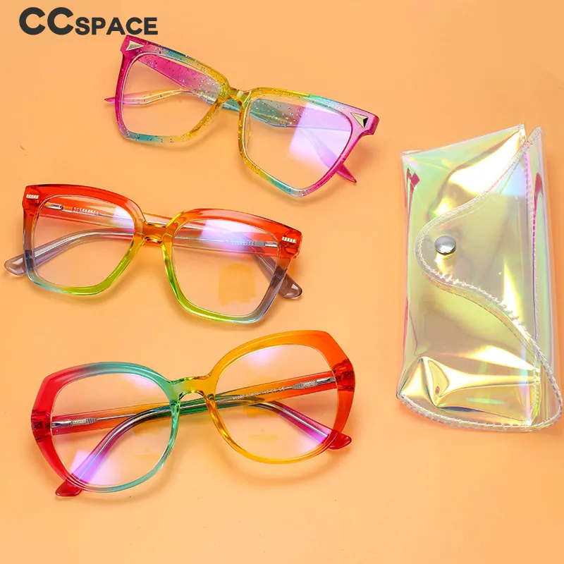 CCspace Women's Full Rim Irregular Tr 90 Titanium Reading Glasses 1459