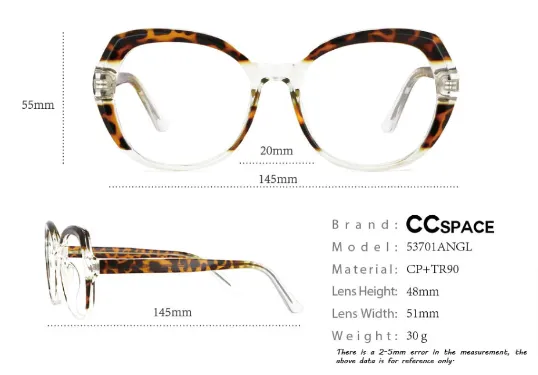 CCspace Women's Full Rim Irregular Tr 90 Titanium Reading Glasses 1459