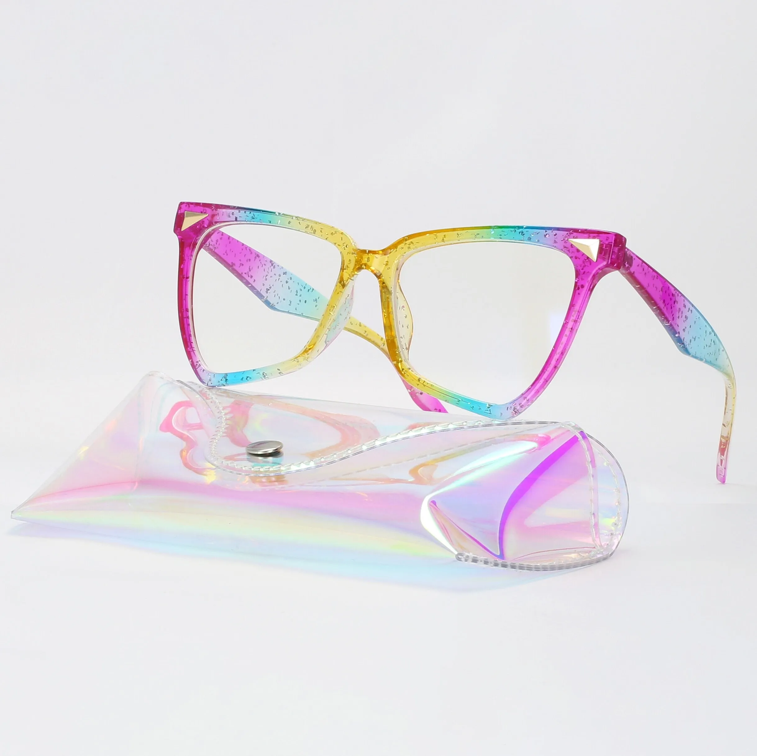 CCspace Women's Full Rim Irregular Tr 90 Titanium Reading Glasses 1459
