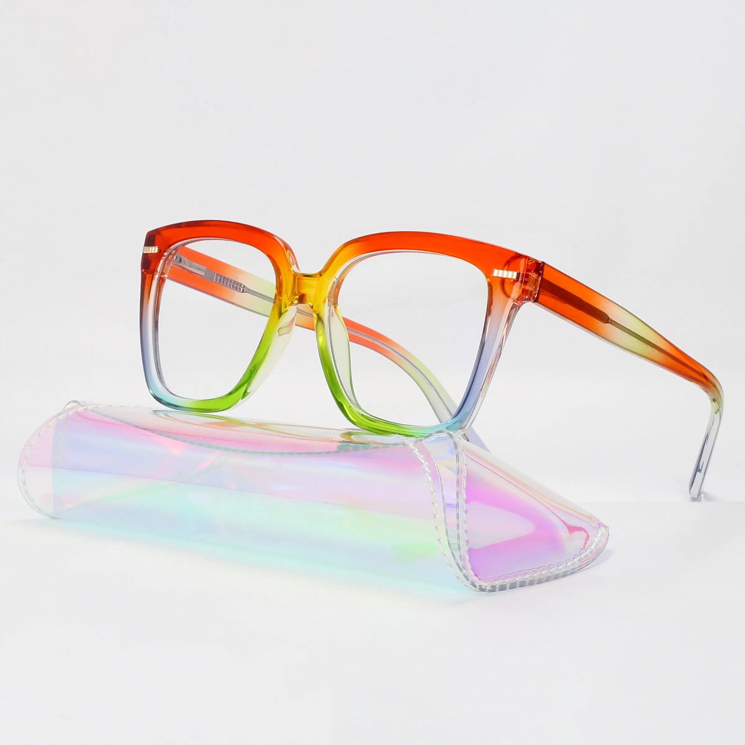 CCspace Women's Full Rim Irregular Tr 90 Titanium Reading Glasses 1459