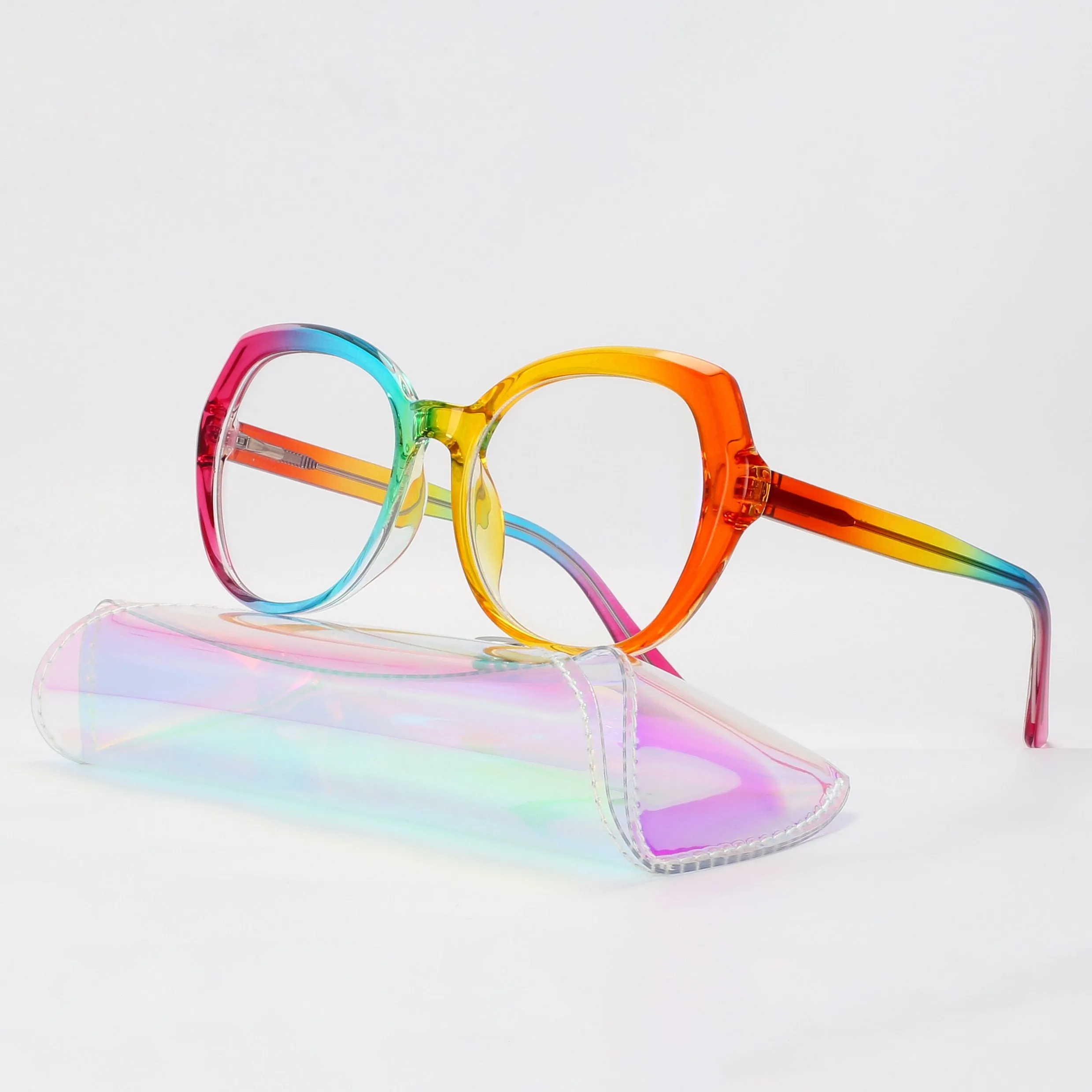 CCspace Women's Full Rim Irregular Tr 90 Titanium Reading Glasses 1459