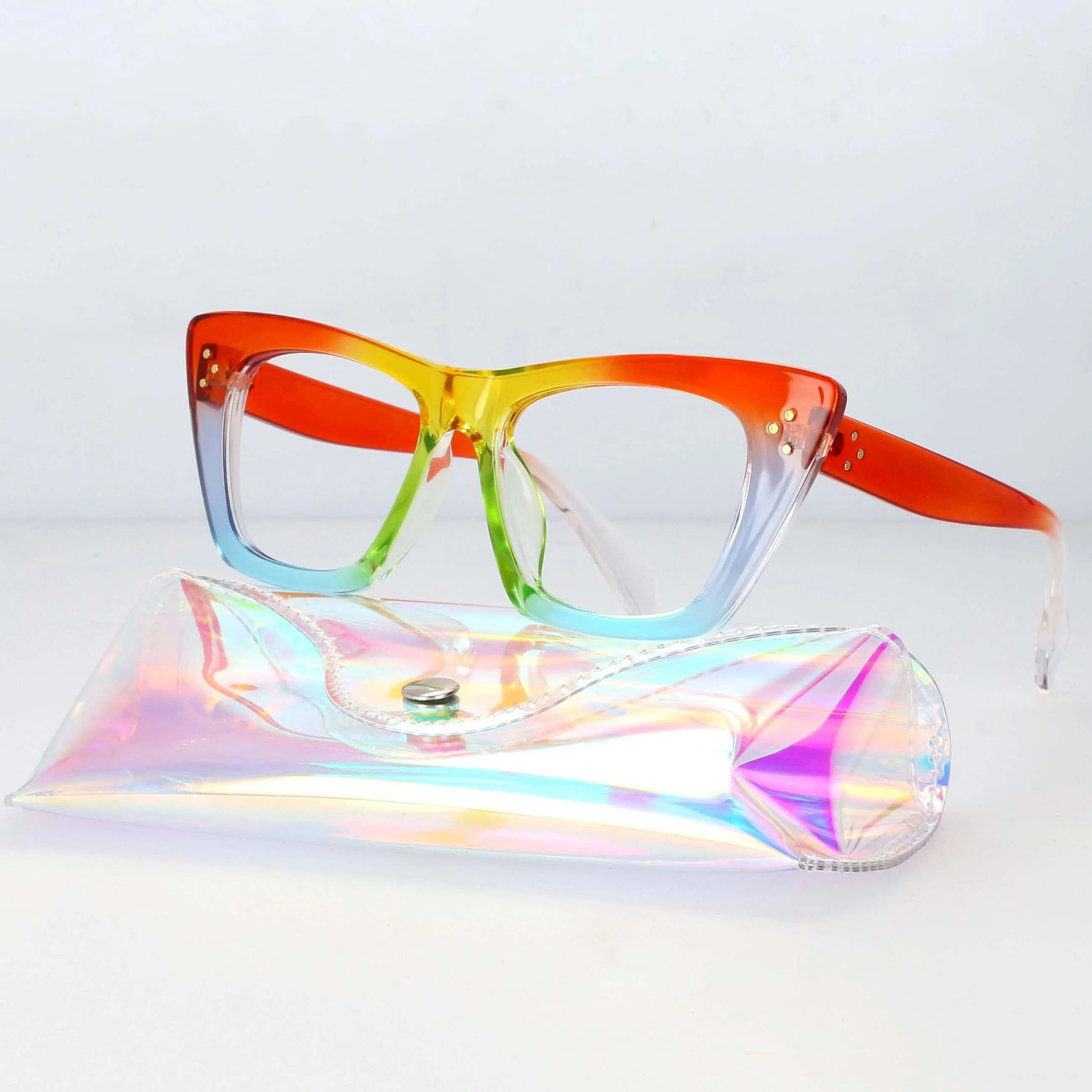 CCspace Women's Full Rim Irregular Tr 90 Titanium Reading Glasses 1459