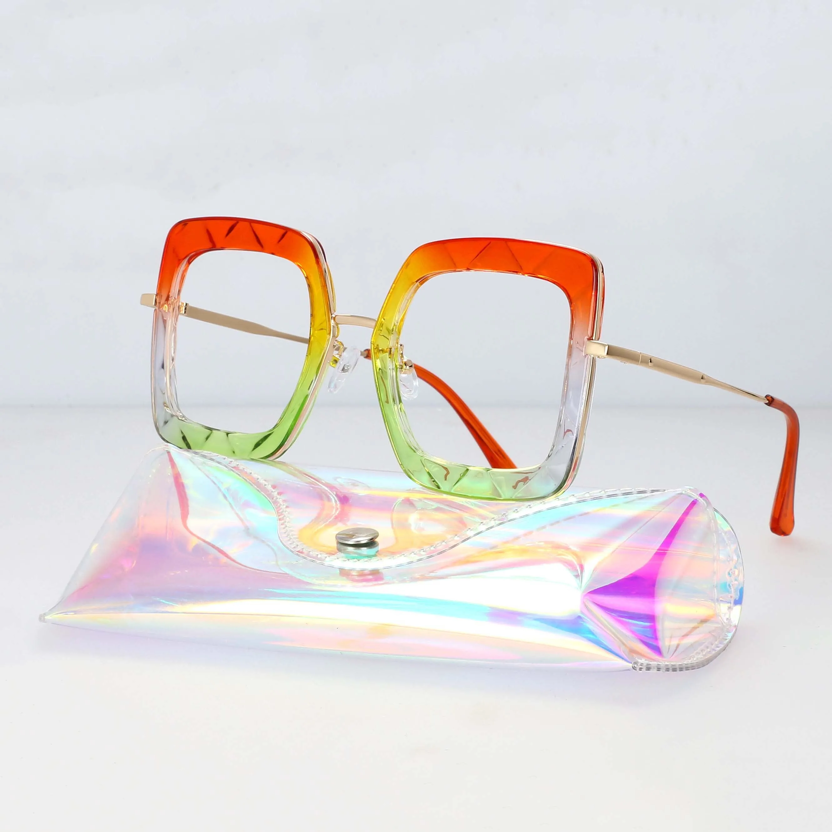 CCspace Women's Full Rim Irregular Tr 90 Titanium Reading Glasses 1459