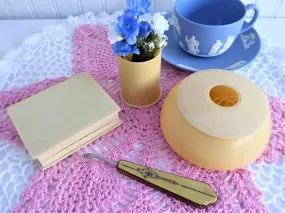 Celluloid Vanity Items Set Of 4 Jewelry Box Hair Receiver Nail Tool Hairpin Box 1890s