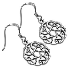 Celtic Knot Round Plain Silver Earrings