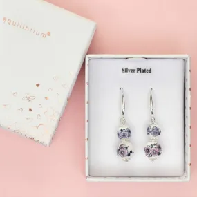 Ceramic Floral Double Silver Plated Earrings