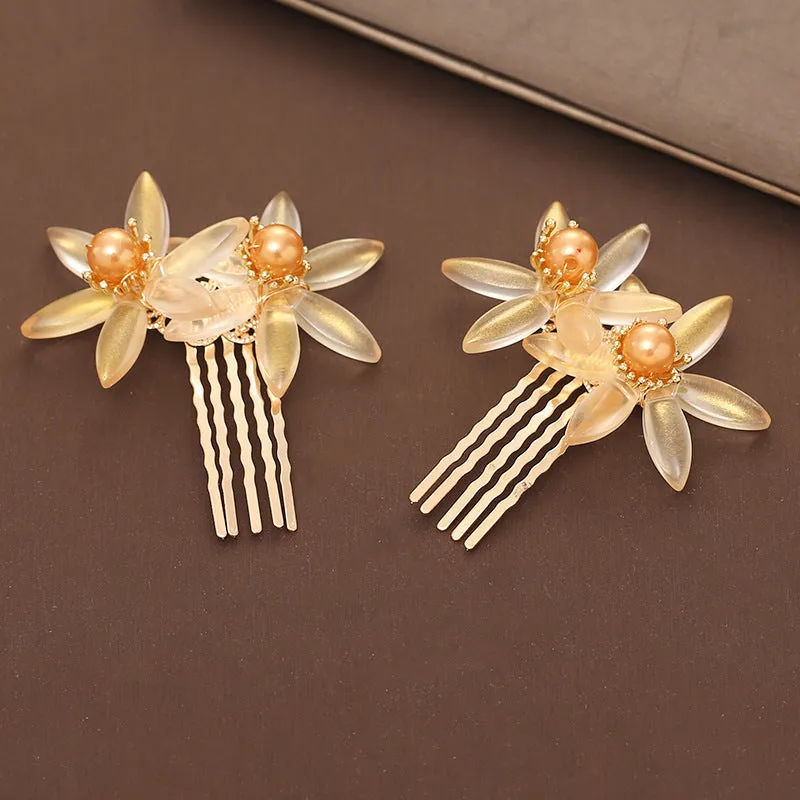 Chinese Wedding Bridal Headwear Flower Step Swinging Hairpin