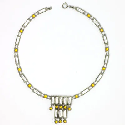 Citrine & Crystal 1920s Tiered Necklace