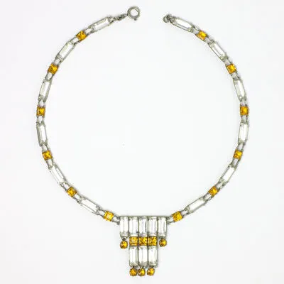 Citrine & Crystal 1920s Tiered Necklace