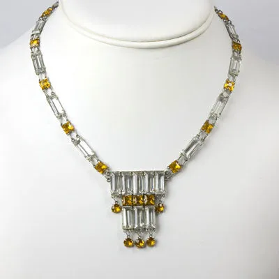 Citrine & Crystal 1920s Tiered Necklace