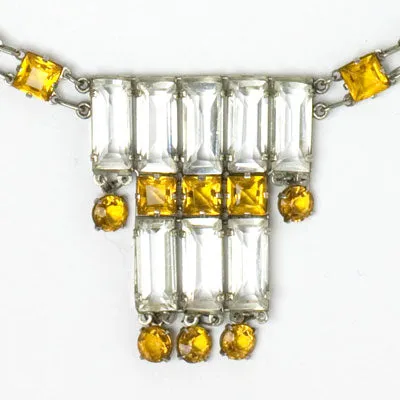Citrine & Crystal 1920s Tiered Necklace