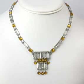 Citrine & Crystal 1920s Tiered Necklace