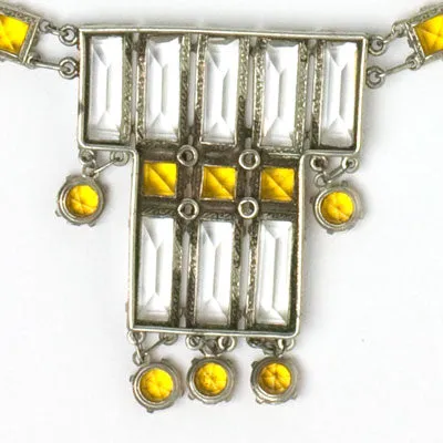Citrine & Crystal 1920s Tiered Necklace
