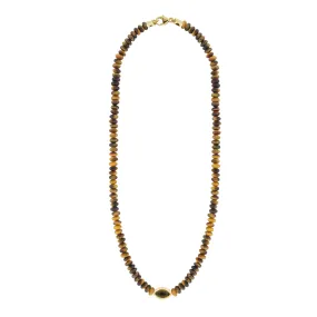 Citrine Eye of the Idol on Tiger's Eye Beaded Necklace