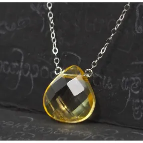 Citrine Necklace On Sterling Silver Chain With Sterling Silver Trigger Clasp 2