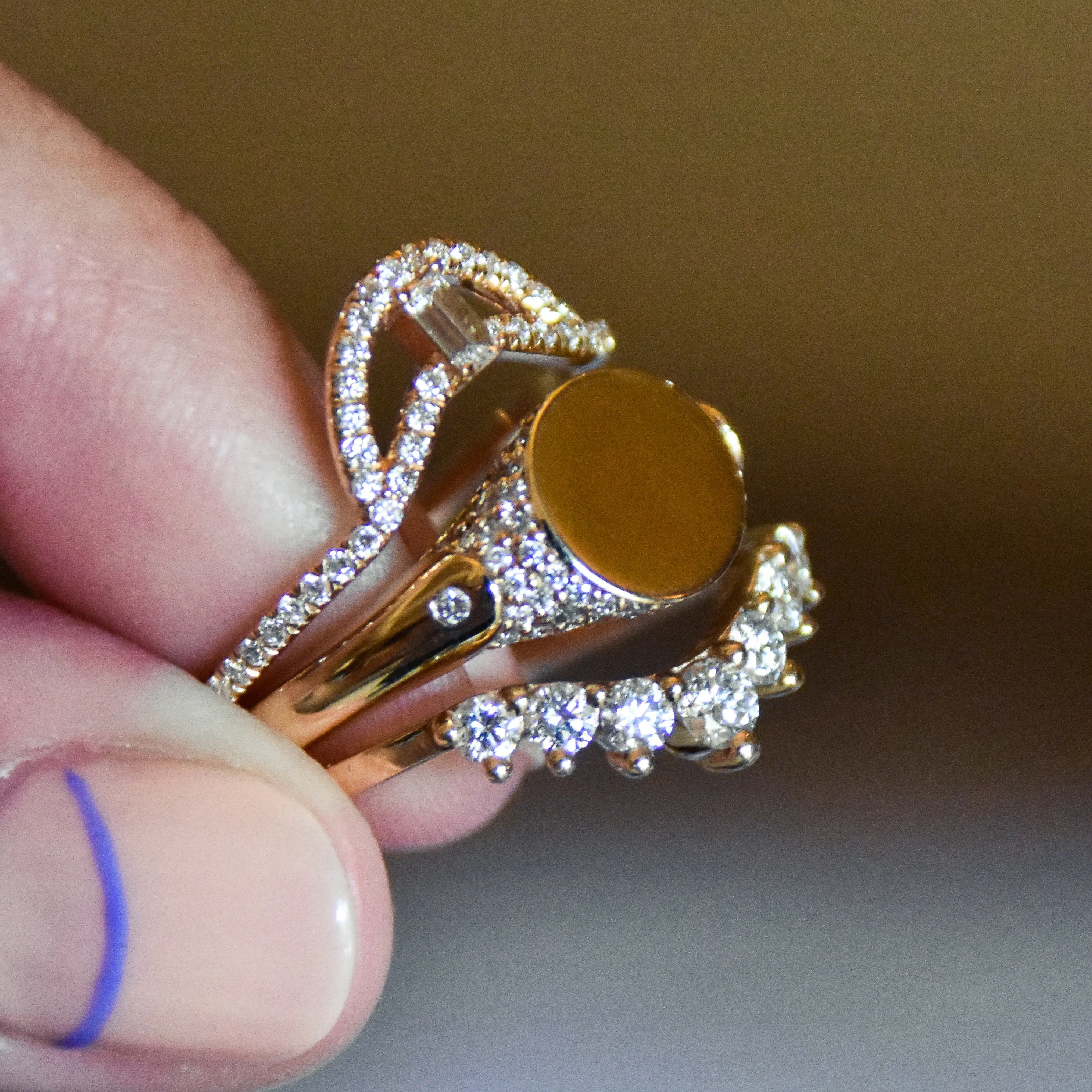 Classic Pave Signet Ring - Yellow Gold & White Diamond