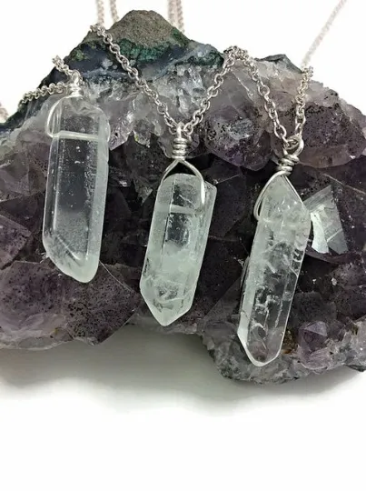 Clear Quartz Crystal Point Necklace | Raw Quartz Stone Jewelry