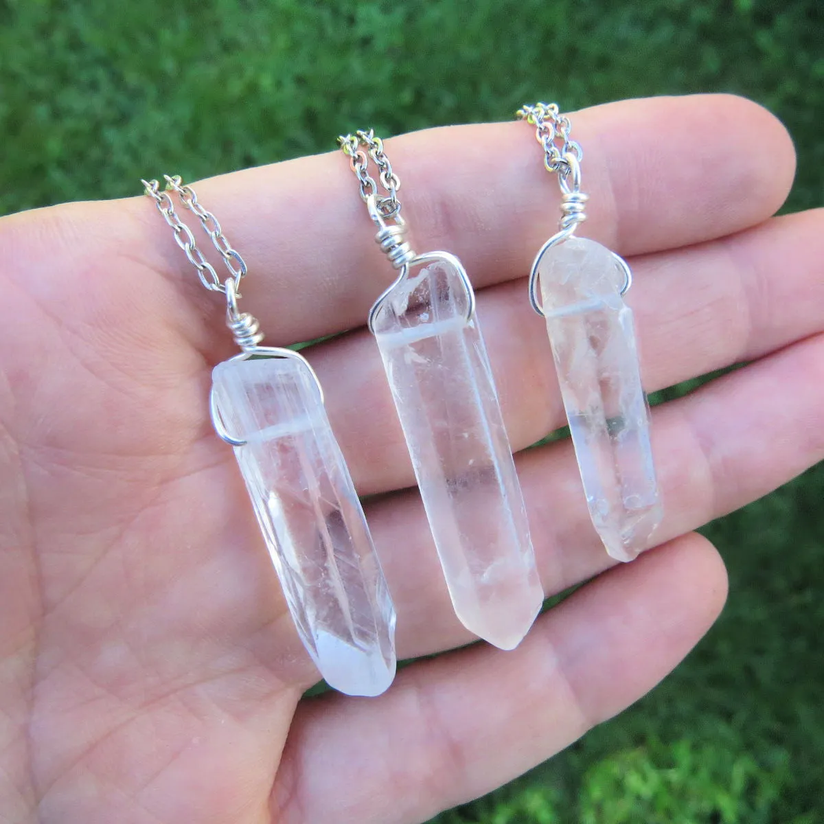 Clear Quartz Crystal Point Necklace | Raw Quartz Stone Jewelry