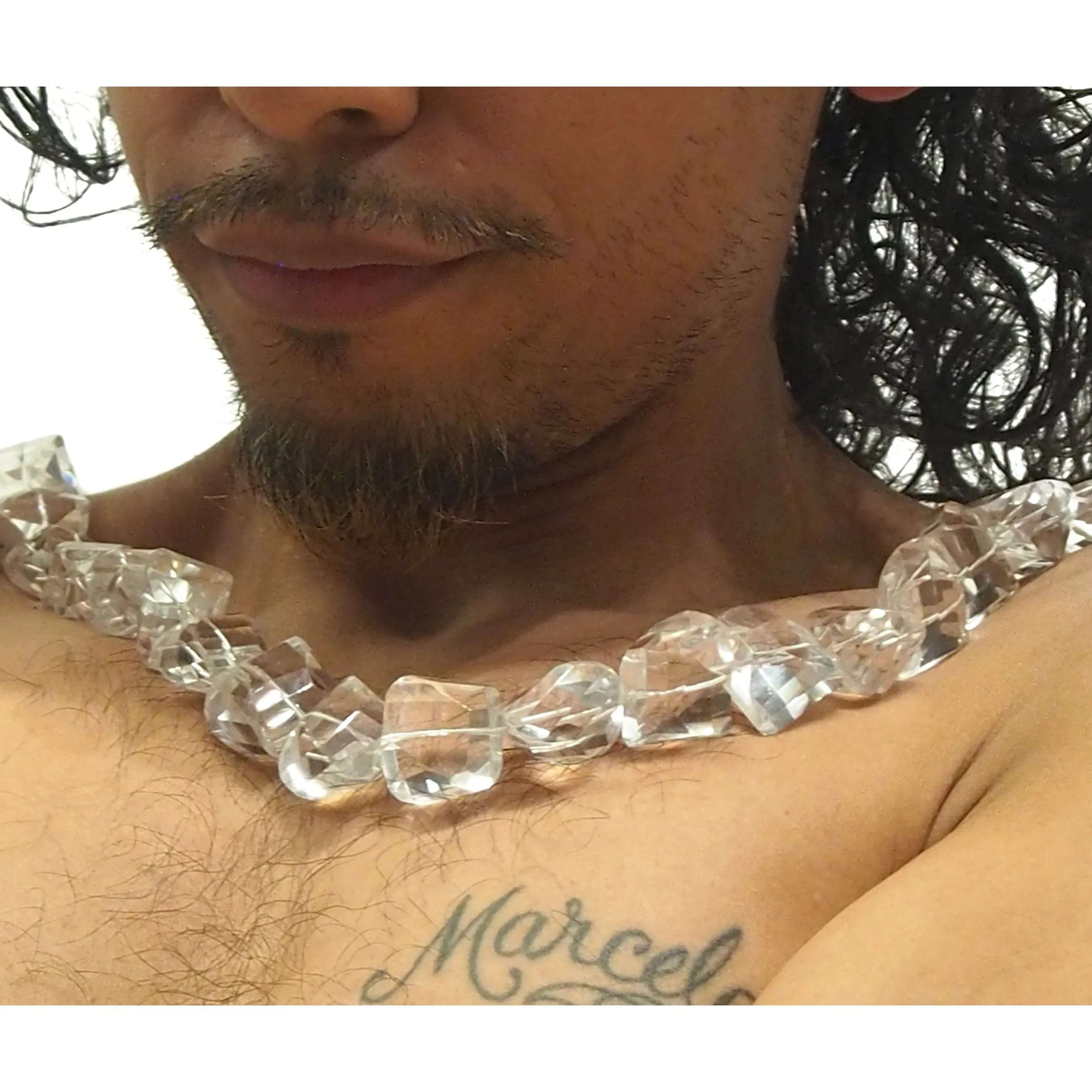 Clear Quartz Faceted Chunk Strand