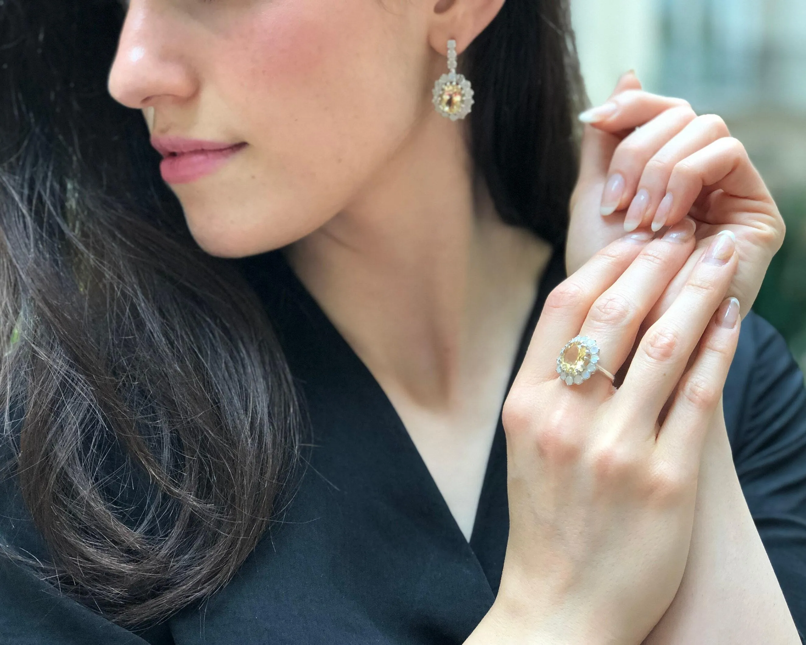 Cocktail Citrine Ring - Yellow Princess Diana Ring - Vintage Statement Ring