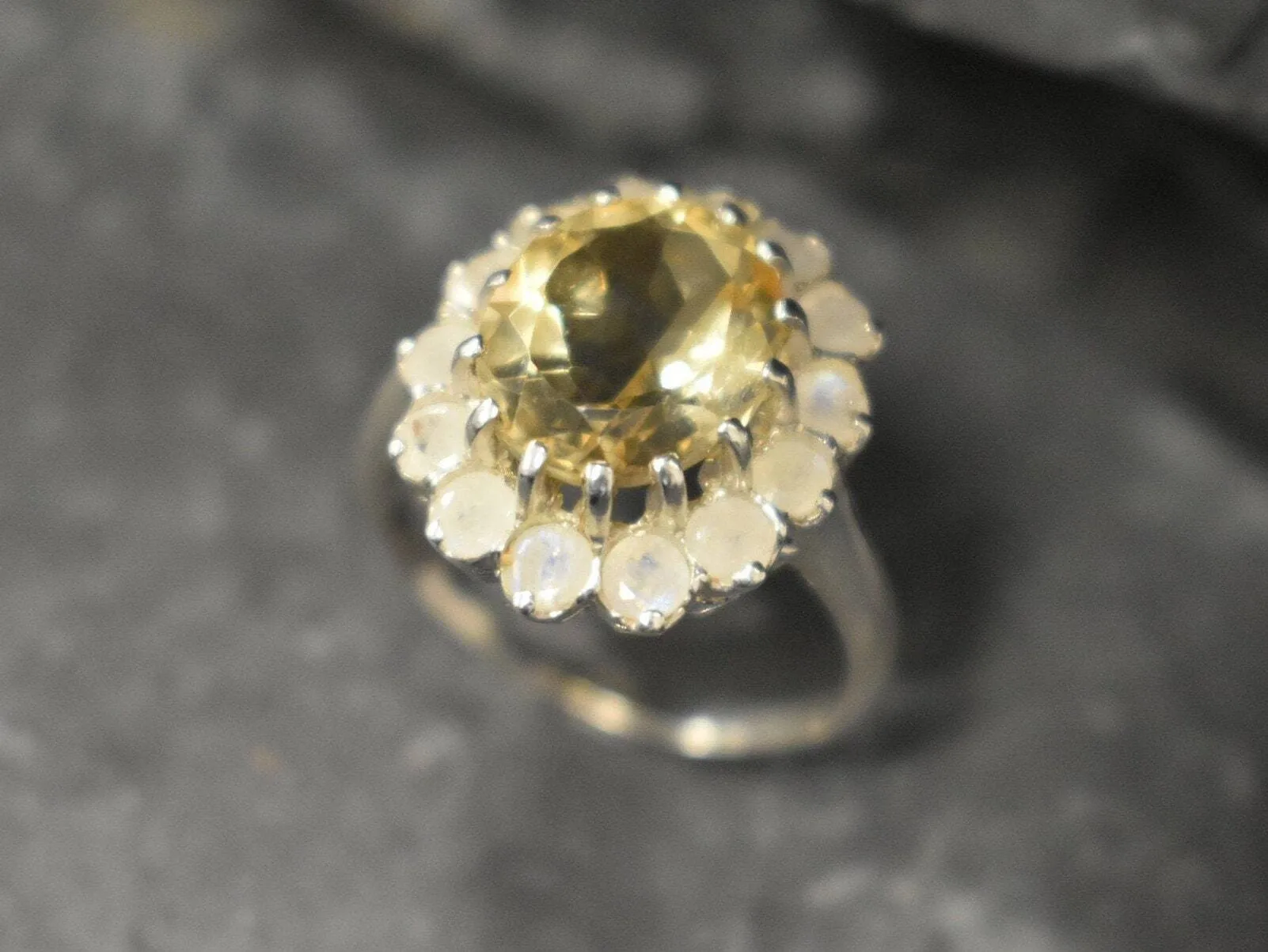 Cocktail Citrine Ring - Yellow Princess Diana Ring - Vintage Statement Ring