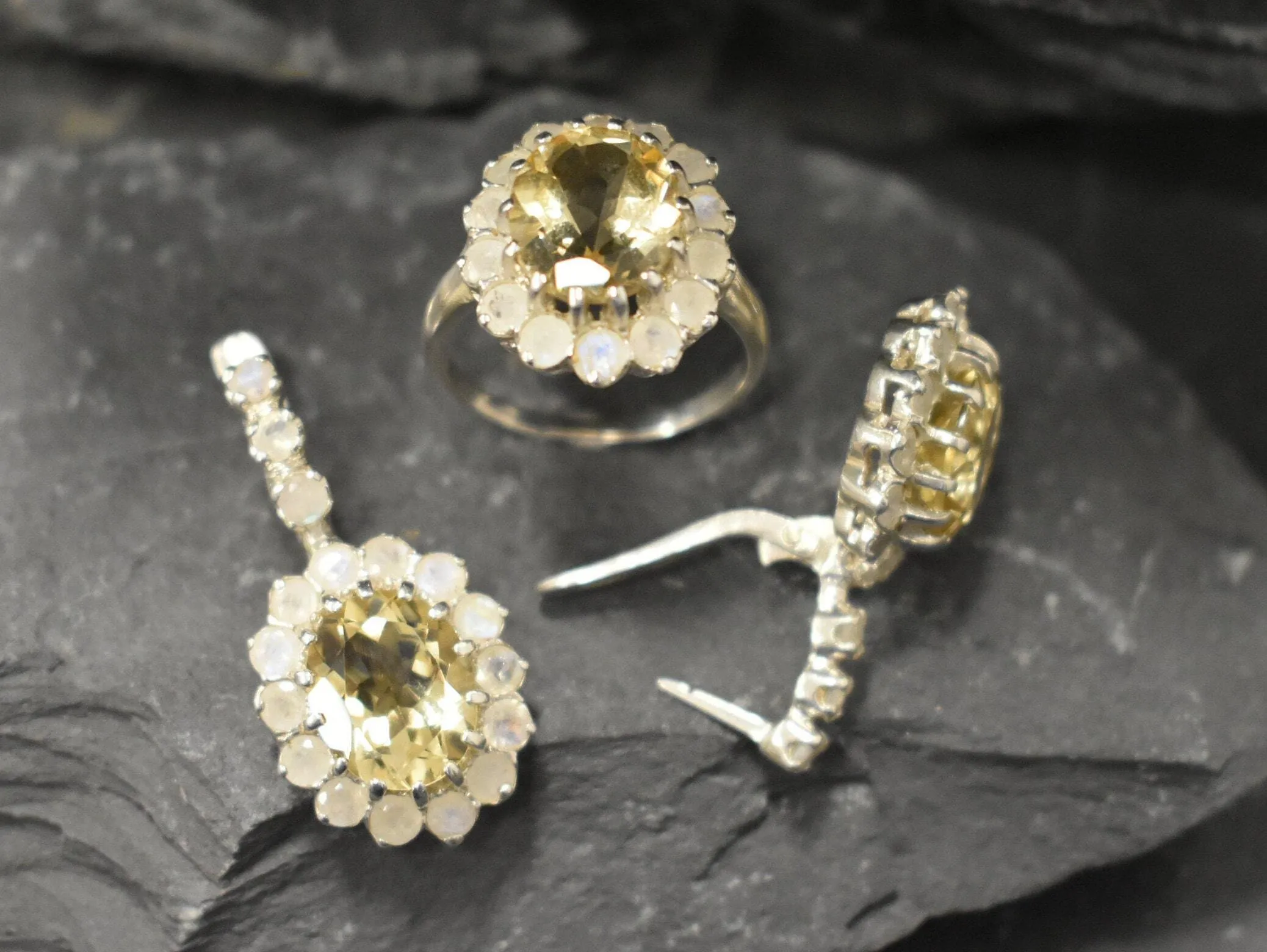 Cocktail Citrine Ring - Yellow Princess Diana Ring - Vintage Statement Ring