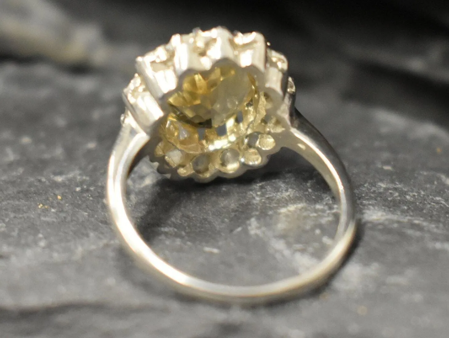 Cocktail Citrine Ring - Yellow Princess Diana Ring - Vintage Statement Ring