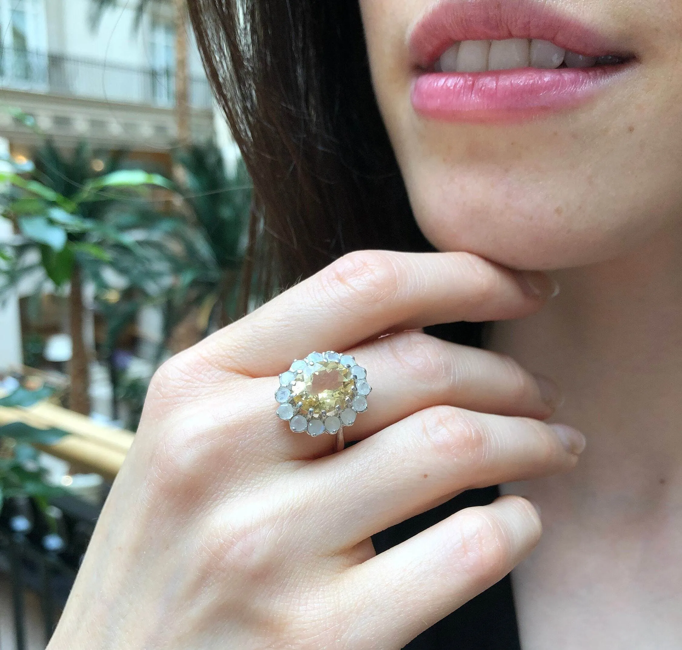 Cocktail Citrine Ring - Yellow Princess Diana Ring - Vintage Statement Ring