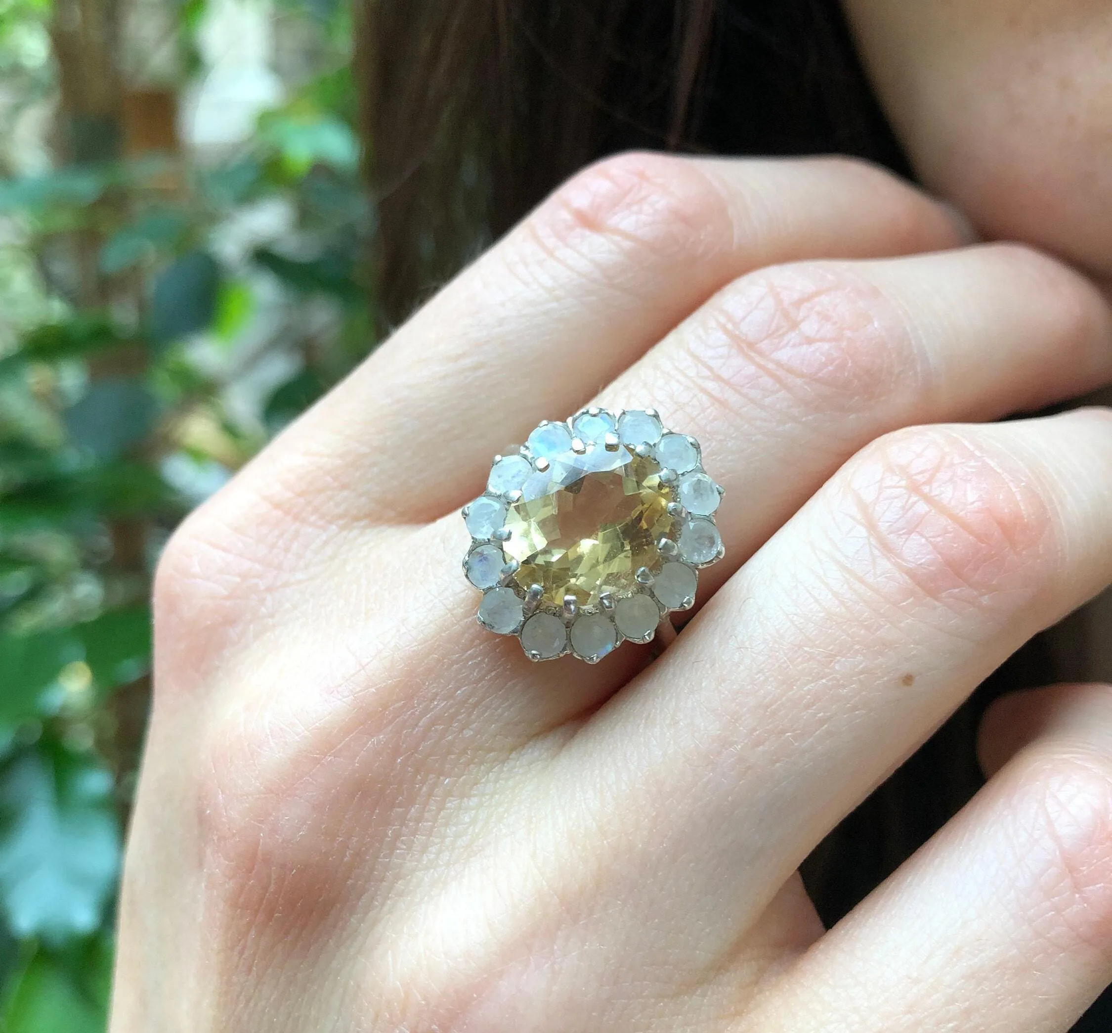 Cocktail Citrine Ring - Yellow Princess Diana Ring - Vintage Statement Ring