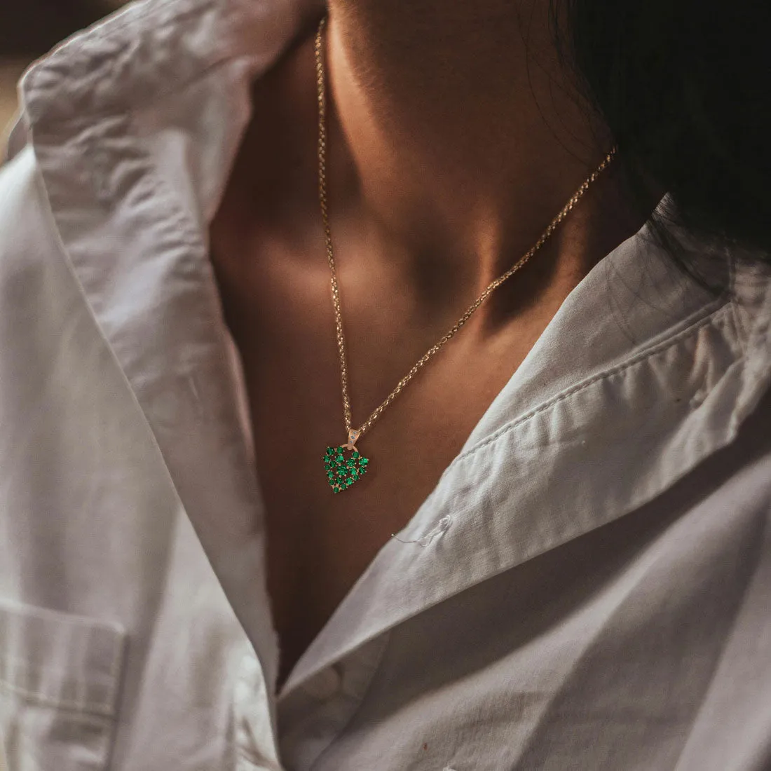 Cosmos Heart Charm, Emerald