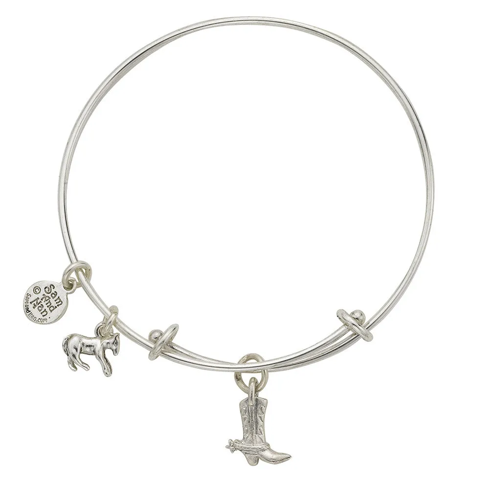 Cowboy Boot Charm Bangle Bracelet