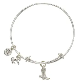 Cowboy Boot Charm Bangle Bracelet